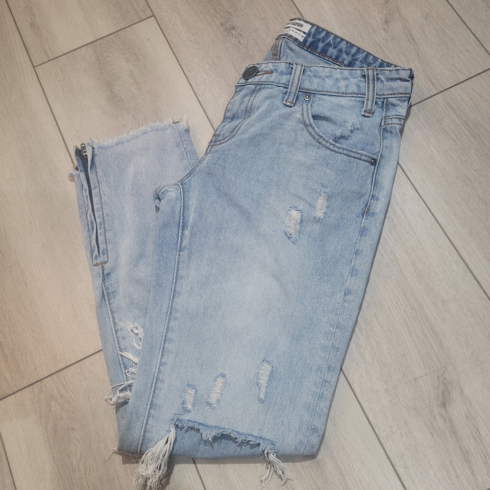 One x One Teaspoon Womens Freebirds Lowrise Ankle Distressed Denim Jeans 25 Blue